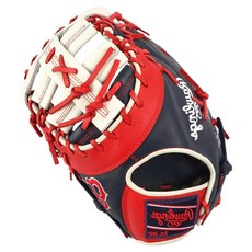 Rawlings Gamer XLE MLB 球隊標誌手套 左投用 GHW5GMXDCT-10-BOS-RH, 海軍藍 + 紅色, 1個