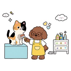 별님토이즈 러블리 멍냥 뷰티 타임 감성 창문 정전기 스티커, D3