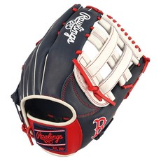 Rawlings Gamer XLE MLB 球隊標誌手套 右投用 GHW5GMXBH34-6-BOS, 海軍藍 + 紅色, 1個