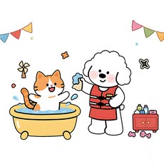 별님토이즈 러블리 멍냥 뷰티 타임 감성 창문 정전기 스티커, D5