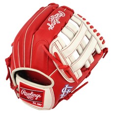 롤링스 게이머 XLE MLB 팀 로고 글러브 우투용 GHW5GMXNA-6-STL, 스칼렛레드 + 화이트, 1개