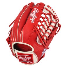 Rawlings Gamer XLE MLB 球隊標誌手套 右投用 GHW5GMXN65-4V-STL, 猩紅色 + 白色, 1個