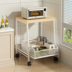 ROI Life 咖啡膠囊收納架 託盤 烤麵包機託盤 鐵製收納盒 附輪款, 白色, 1個