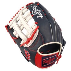 Rawlings Gamer XLE MLB 球隊標誌手套 左投用 GHW5GMXBH34-6-BOS-RH, 海軍藍 + 紅色, 1個