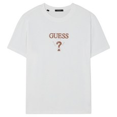 게스 남녀공용 유니 레더PU 무테 삼각 반팔 티셔츠 KP2K6429