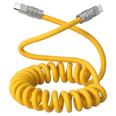 EARMAC Type-C轉Type-C 彈簧捲線高速充電線, 黃色, 1個, 1.5m