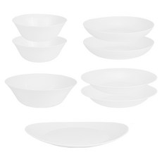 Bormioli Rocco 簡約白月西式雙人餐具家用組, 白色, 1套, 碗 14cm x 2p + 淺口圓盤 22cm x 2p + 沙拉碗 25cm + 湯盤 23cm x 2p + 牛排盤