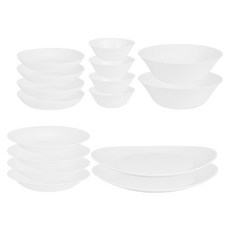 Bormioli Rocco 簡約白月西式4人餐具組, 白色, 1套, 碗 14cm x 4p + 淺口圓盤 22cm x 4p + 沙拉碗 25cm x 2p + 湯盤 23cm x 4p + 牛排盤 2p