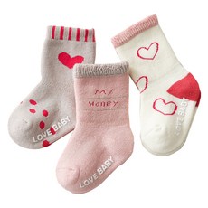 유아용 라떼 미끄럼방지 기모양말 3족 세트 B214