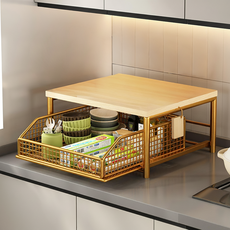 ROI라이프 커피캡슐 수납선반 트레이 토스트기 트레이 철제 보관함 낮은형, 골드, 1개