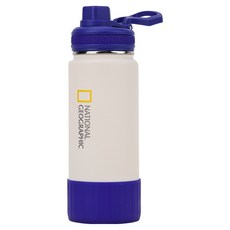 LiLFANT 國家地理系列GT Pro雙層不鏽鋼運動保溫杯, 1個, 600ml, 米白色 + 鈷藍色