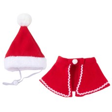摩達客寵物 造型裝扮聖誕老公公套裝 小聖誕帽 + 斗篷披風 中小型貓狗適用, 混和顏色, 1套