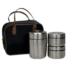 Hotcom 高級不鏽鋼保溫便當盒 分離式菜盒 2件組 420ml, 銀色, 1套