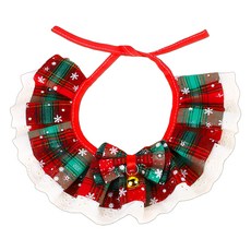 摩達客寵物 經典蝴蝶結領巾/耶誕派對裝扮圍脖 中小型貓狗適用, 聖誕紅綠格紋, 1個