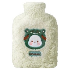 Couselect 毛絨注水暖水袋/冬季熱敷暖手袋 可愛恐龍款 綠萌龍 內膽顏色隨機, 1個
