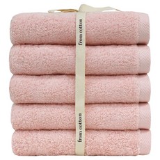 From Cotton 倫敦條紋素色緞帶包裝飯店毛巾 40支精梳棉 200g x 5入, 素色 粉紅色, 5個