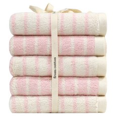 프롬코튼 런던스트라이프 선염 솔리드 리본포장 호텔수건 40수 코마사 200g, 선염 핑크, 5개