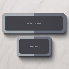 MEO 可水洗軟式珪藻土廚房防滑墊2件組, 現代炭藍色, 1個