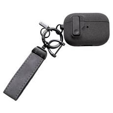 Koios 耳機保護殼 送質感皮件掛飾, 磨砂灰, 1個, Airpods Pro 2