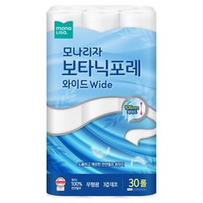 mona LISa. Botanic Fore 寬版3層天然紙漿衛生紙, 30m, 30入, 1個