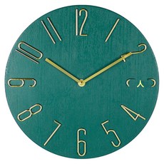 Couselect 北歐簡約掛鐘 30cm 靜音石英鐘 客廳臥室掛牆時鐘 現代家用裝飾時鐘, 極簡深綠色