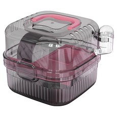 三個寶 外出鼠籠透明粉色 附平台 + 餵水器 + 跑輪, 透明粉紅色, 1個