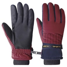 마켓에이 방수 아웃도어 스키 장갑 양손착용 세트, 버건디, 1세트