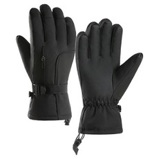 MarketA 拉鍊加厚防水滑雪手套 雙手穿戴組, 黑色, 1套