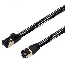LAN Star CAT.8 FTP 扁平編織 40Gbps 超高速 Giga 網路線 LS-F8FTP, 5m, 1個, 黑色