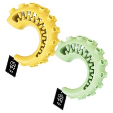 Meongyang 狗狗章魚腿潔牙骨零食玩具 2件組, 黃色, 綠色, 1套