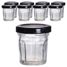 서울패키지 미니사이즈 블랙캡 팔각 유리병, 9개, 40ml
