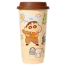 MTuTU 萌兔兔 蠟筆小新 高逸陶瓷馬克杯 560ml, 棕色, 1個