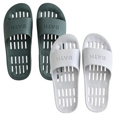 PANTONE 防滑PVC浴室拖鞋2件組, 綠色, 灰色, 1套