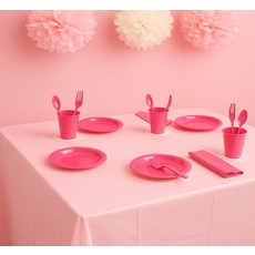 파티쇼 행사용 테이블보 핑크 137 x 274 cm, 1개, 2개입