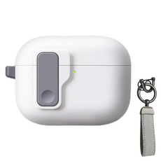 Koios 耳機保護殼 Airpods Pro 2 附質感皮件掛飾, 星辰白, 1個, 單一商品