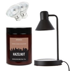 아로니카 캔들워머 + 아로마 커피 캔들 500g + 전구 2p 세트, 블랙(캔들워머), 헤이즐넛