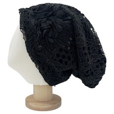 바른리빙 금사 레이스 주방 두건 DK-14, 블랙, 1개