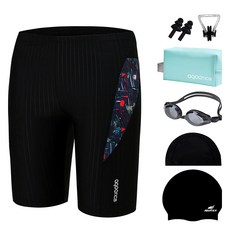 아쿠아티카 실내수영복 AQAJB495 + 일반용 수경 + 파우치 + 코클립 + 귀마개 2p + 스판 수모 + 실리콘 수모 세트