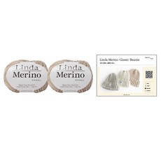 yarna 클래식 비니 린다메리노 50g x 2p + 도안 DIY 패키지 세트, 703 오트밀, 1세트
