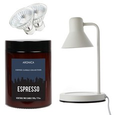 아로니카 캔들워머 + 아로마 커피 캔들 500g + 전구 2p 세트, 화이트(캔들워머), 에스프레소