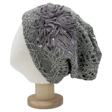 바른리빙 금사 레이스 주방 두건 DK-14, 그레이, 1개