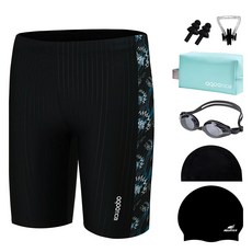 아쿠아티카 실내수영복 AQAJB498 + 일반용 수경 + 파우치 + 코클립 + 귀마개 2p + 스판 수모 + 실리콘 수모 세트