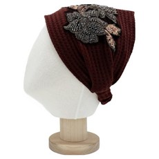 바른리빙 스팽글 플라워 밴드 주방 두건 모자 DK-15, 버건디, 1개