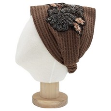 바른리빙 스팽글 플라워 밴드 주방 두건 모자 DK-15, 브라운, 1개