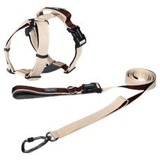 분독 플레이리쉬 롱리드줄 2m + 플레이 하네스 세트, 베이지브라운, 1개