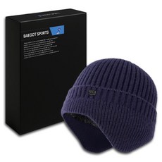 배곧인터내셔널 남성용 등산 니트 귀달이 비니 모자 기모, 네이비