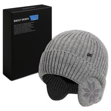 배곧인터내셔널 남성용 눈꽃 등산 러닝 니트 귀달이모자, 그레이