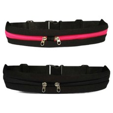 링크코드 스포츠 슬림 더블 허리백, 블랙, 핑크, 2개