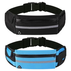 링크코드 러닝 슬림 방수 밸트 백, 블랙, 블루, 2개