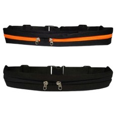 Linkcode 運動輕薄雙層腰包, 黑色, 橘色, 2個